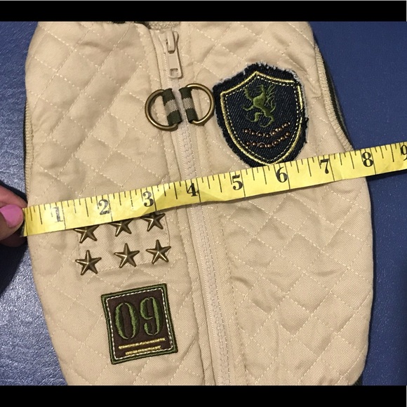 NWOT Beige twill quilted bomber jacket for dog - Picture 11 of 13